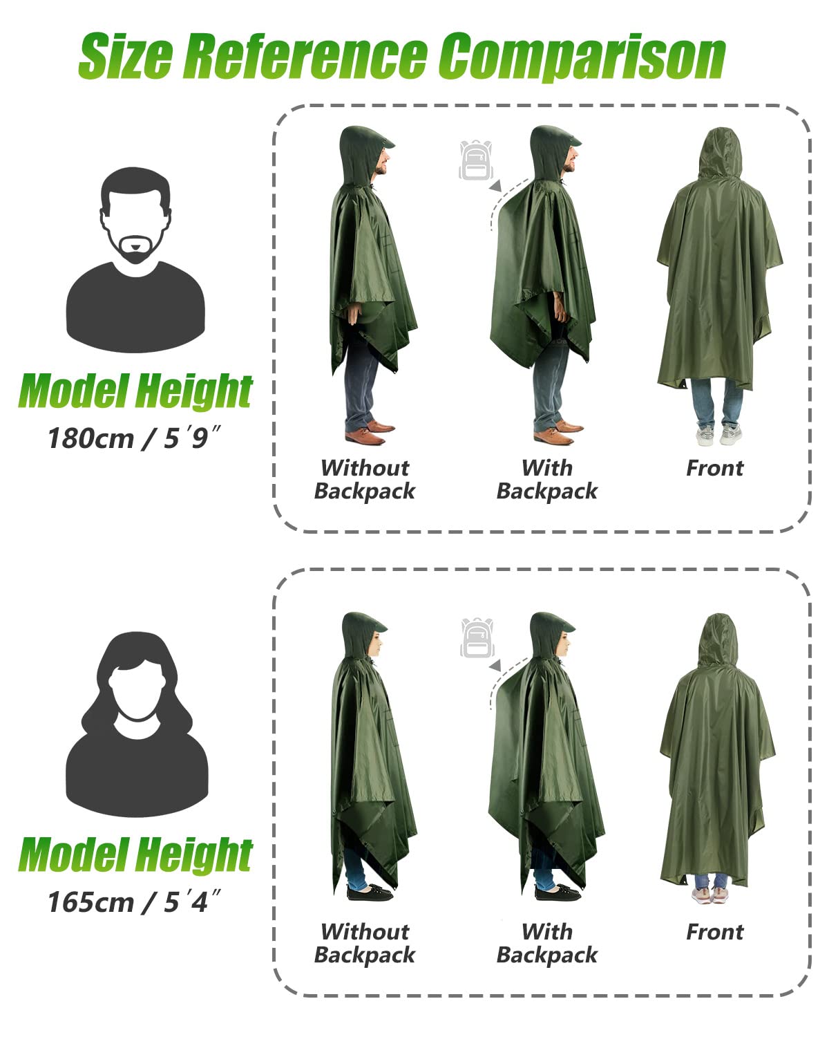 Victoper Waterproof Poncho Adult, Reusable Rain Poncho Adult Waterproof Poncho Waterproof Adult Lightweight Waterproof Raincoat for Outdoor Hiking Camping Cycling Traveling