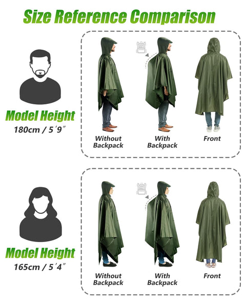 Victoper Waterproof Poncho Adult, Reusable Rain Poncho Adult Waterproof Poncho Waterproof Adult Lightweight Waterproof Raincoat for Outdoor Hiking Camping Cycling Traveling