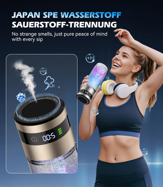 Upgrade 3-in-1 Hydrogen Water Bottle Generator - Industry TOP - 24-Hour Hydrogen Lock | 0 Chlorine & 0 Ozone | 100% Leak-Proof Seal, Hydrogen Water Bottle Generator