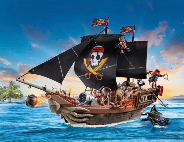 Large Pirate Ship with Crew