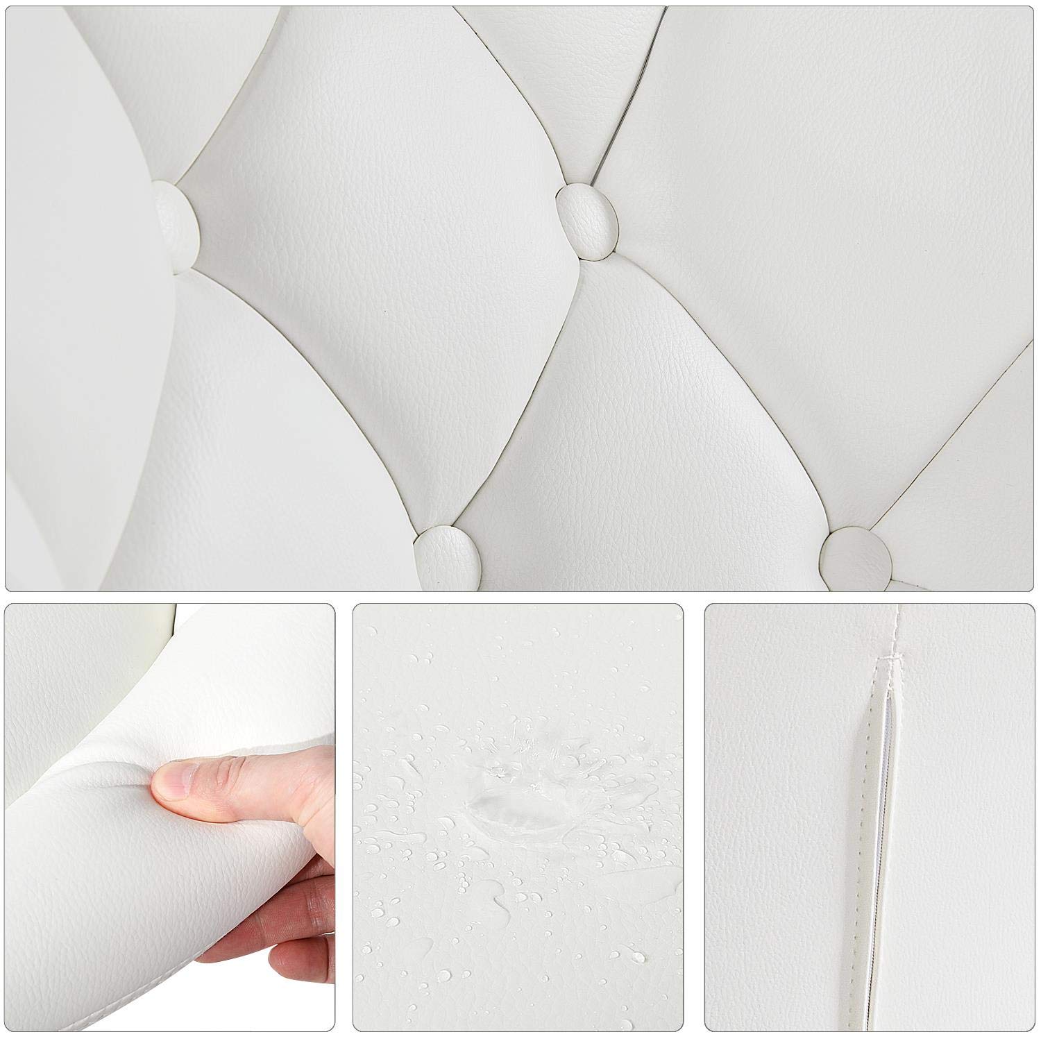 Yaheetech Swivel Vanity Chair Dressing Table Chair Comfy Vanity Stool for Bedroom Salon Make up Room, White