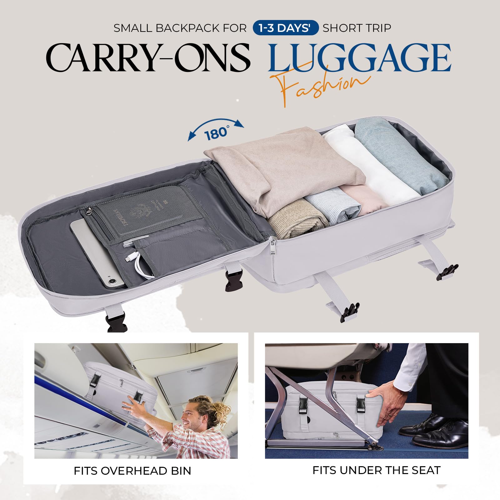 for Ryanair Cabin Bags 40x20x25 Underseat Bag,Small Travel Backpack Cabin Size Carry-ons for Women Men,Hand Luggage for Overnight,Casual Daypack with Laptop Compartment,Anti Theft Pocket