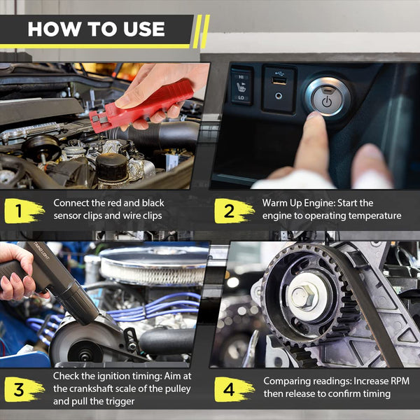 VKALTUL Timing Light,12V Strobe Timing Light Gun,Automotive Ignition Engine Timing Light for Cars Motorcycle Automotive