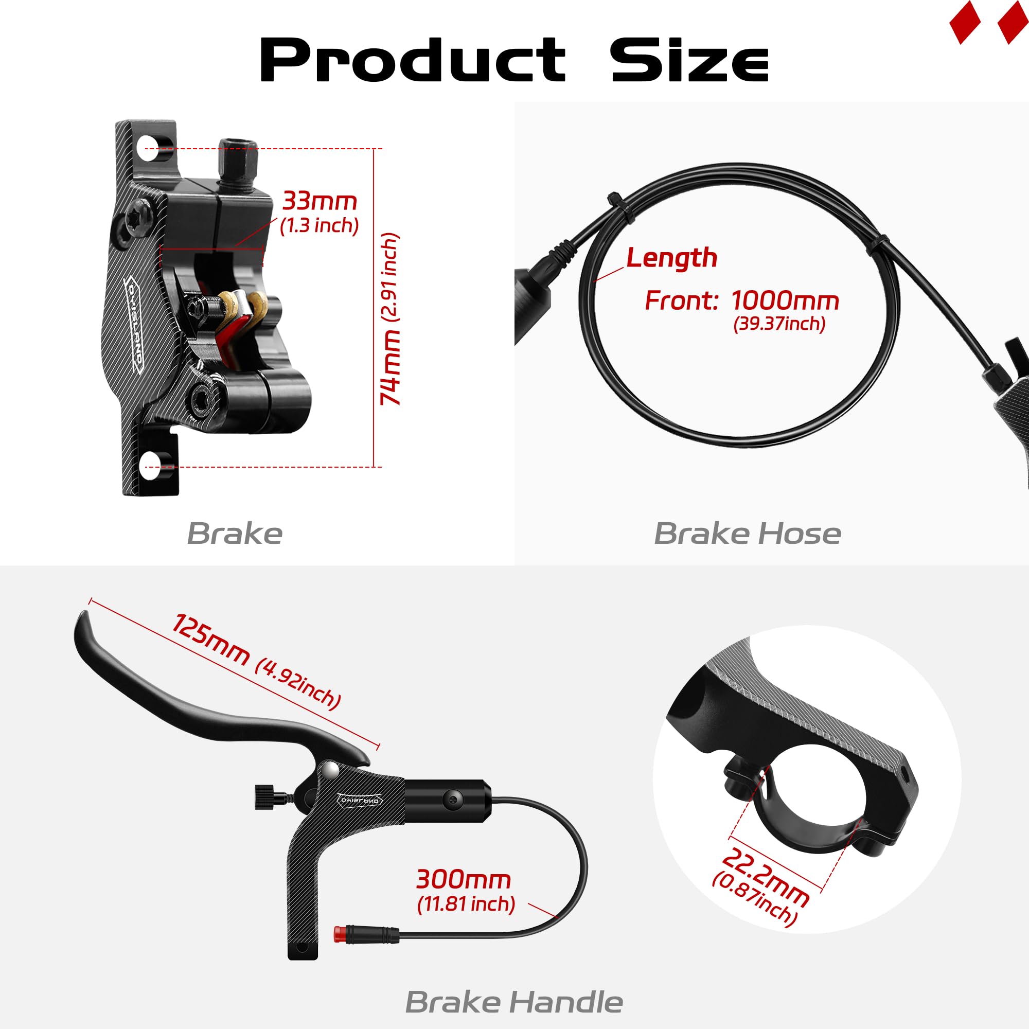 DYISLAND LD-200 2-Pistons Hydraulic Disc Brake Set for ebike,2-PIN Power-Off Electric Bike Hydraulic Brake kitHydraulic Brake Kits with mounting