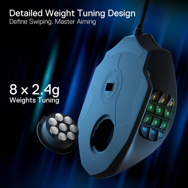 Redragon M908 Impact RGB LED MMO Mouse with Side Buttons Optical Wired Gaming Mouse with 12,400DPI, High Precision, 20 Programmable Mouse Buttons