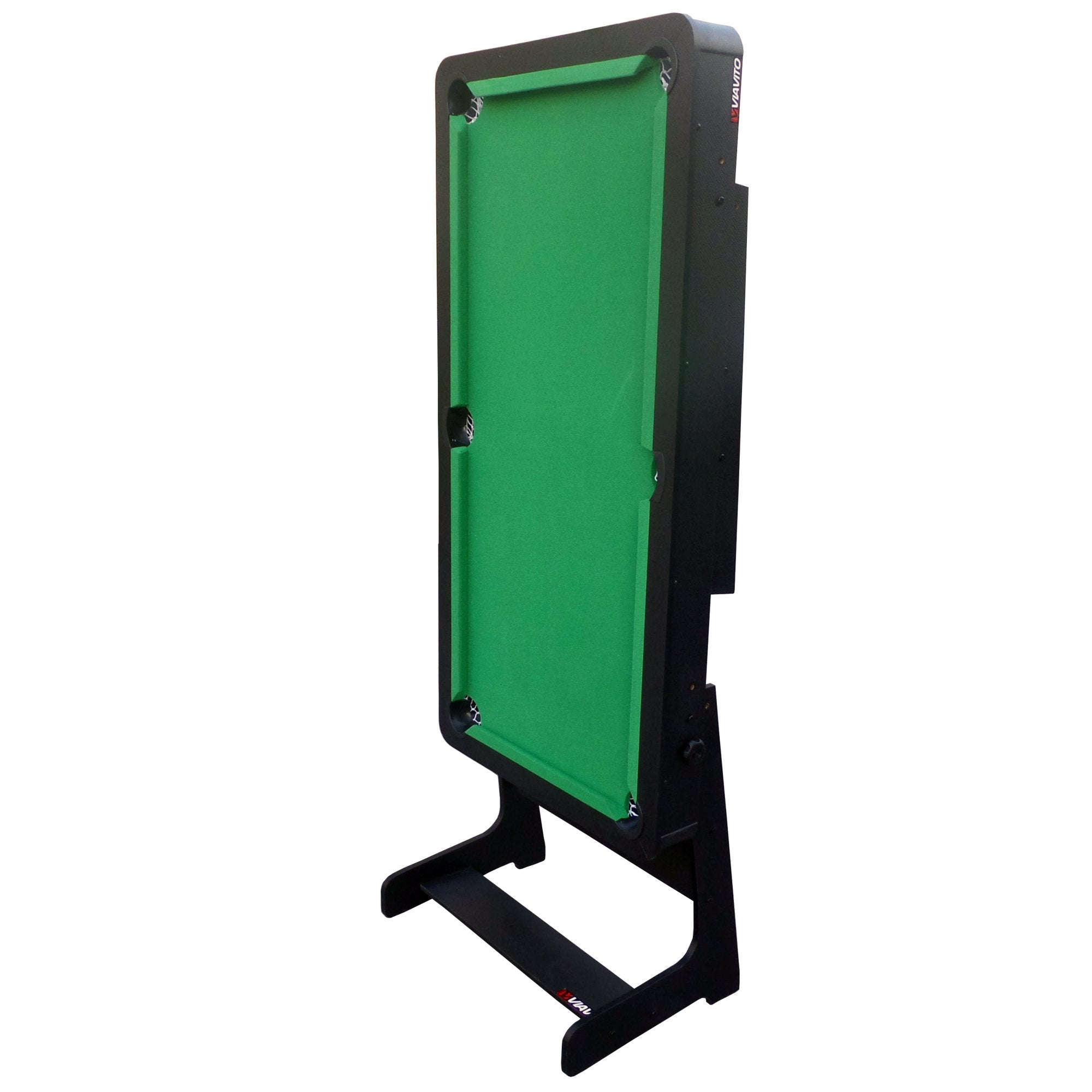 VIAVITO PT100X Folding Pool Billiards Table with Accessories, Space Saving Steady Portable Family Leisure Game Table Set for Kids & Adults w/Cues, Balls, Chalk, Triangle & Brush