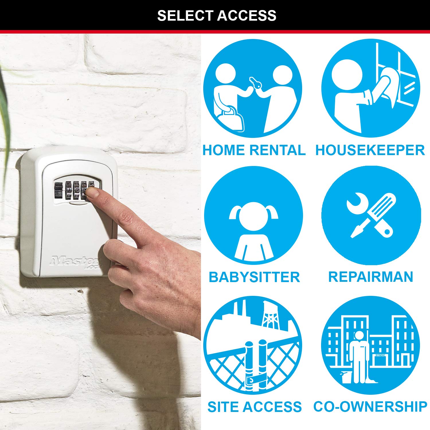 MASTER LOCK Extra Large Key Safe Wall Mounted, XL 106 x 146 x 53 mm, Outdoor, Mounting Kit, for Home Office Industries Vehicles, Black & Silver