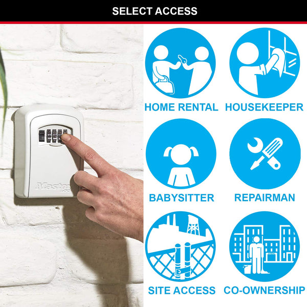 MASTER LOCK Extra Large Key Safe Wall Mounted, XL 106 x 146 x 53 mm, Outdoor, Mounting Kit, for Home Office Industries Vehicles, Black & Silver