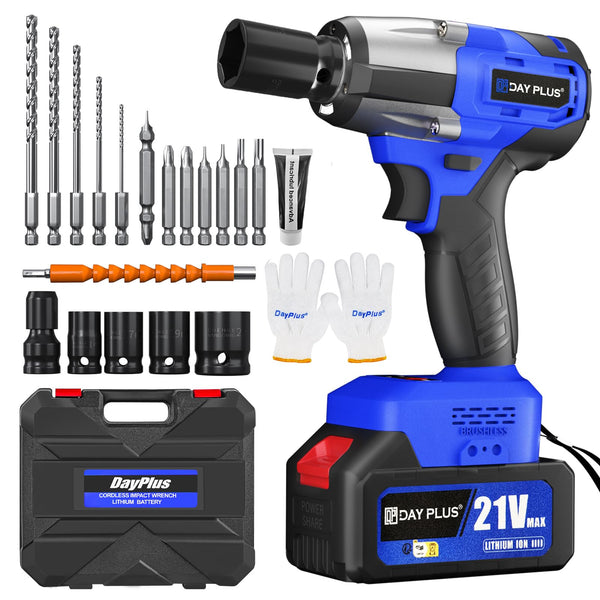 Cordless Impact Wrench,1/2" Brushless Power Impact Gun,2500RPM Electric Wrench, Max Torque 550N.m with 4 Sockets, 12PCS Screwdriver Bits, 4.0Ah Battery & Carry Box for Car Home