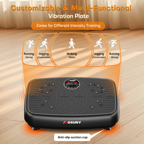 Vibration Plate, MOSUNY Vibration Plate Exercise Machine For Lymphatic Drainage, 2025 Upgraded Double Motors Vibration Plate for Weight Loss, 450 LBS Capacity Vibration Plate For Whole Body Workout