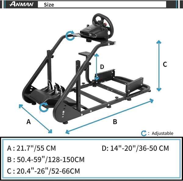Anman Racing Simulator Cockpit-A37 fit for Logitech G25/27/29/920/923 Thrustmaster T80 T150 T248 Steering Wheel Stand with Seat Gifts for Game Lovers without Wheel Pedal and Handbrake (Red)