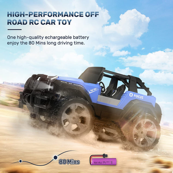 DEERC RC Cars Remote Control Car 1:14 Off Road Monster Truck,Metal Shell 4WD Dual Motors LED Headlight Rock Crawler,2.4Ghz All Terrain Hobby Truck with 2 Batteries for 90 Min Play,Boy Adult Gifts