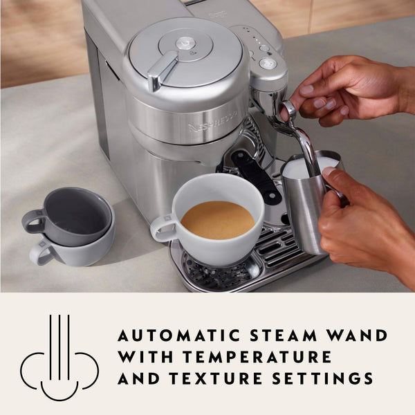 Nespresso - Vertuo Creatista Capsule Coffee Machine with Milk Frother Wand for Cappuccino, Flat White and Espresso by Sage, Brushed Stainless Steel