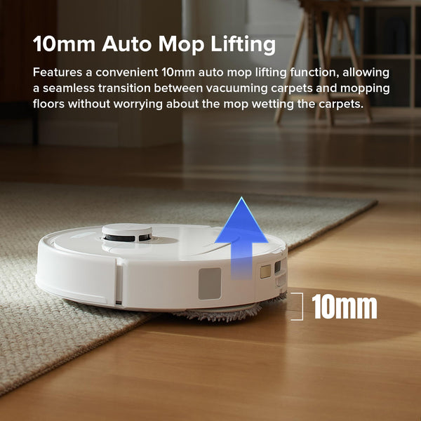 roborock Qrevo S Robot Vacuum Cleaner, 7000Pa Suction, LiDAR & Reactive Tech Obstacle Avoidance, Multifunctional Dock, Auto Mop Washing&Drying, Self-Emptying&Refilling, 10mm Mop Lifting (White)