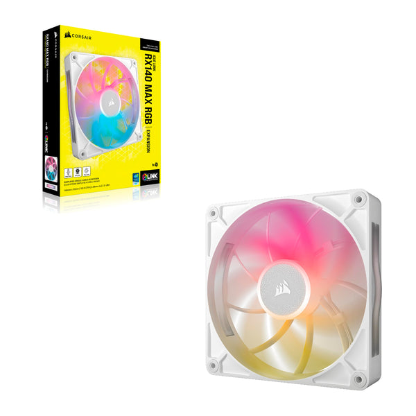 CORSAIR iCUE LINK RX120 MAX RGB 120mm PWM Thick Fans with iCUE LINK System Hub – High-Static Pressure – Magnetic Dome Bearing – Triple Pack – White