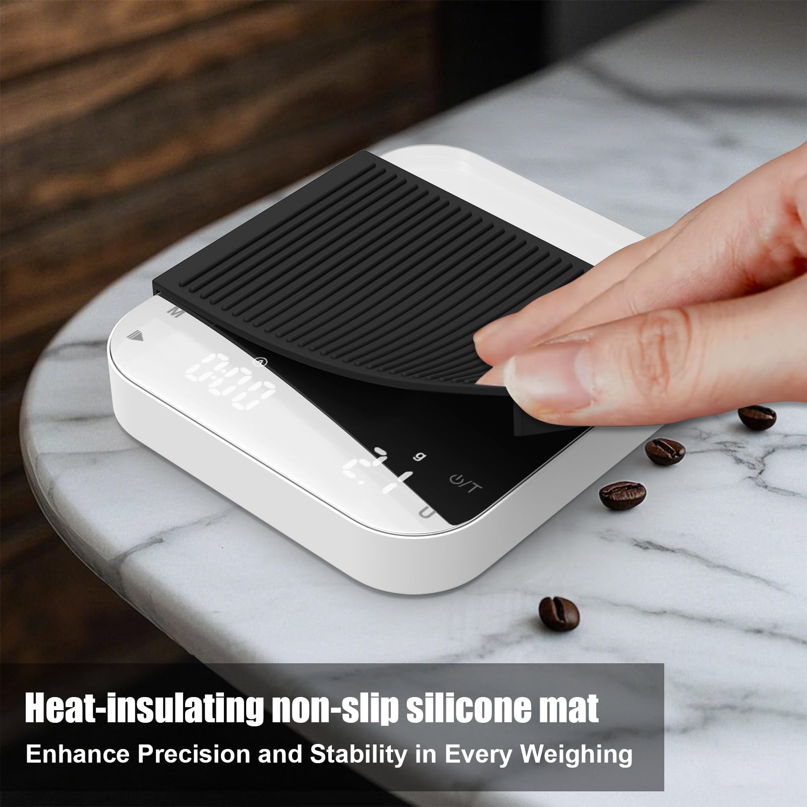 Rechargeable Mini Coffee Scale with Timer, Diyife 0.1g/3kg High Precision Electronic Digital Espresso Scale with HD LED Display, Portable Analytical Lab Balance for Labs, Jewellers, Gold, Food, White