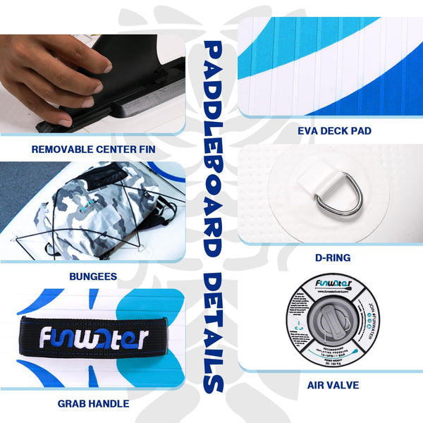 FunWater Inflatable Stand UP Paddle Board Ultra-Light Green Pink Everything Included ISUP, Adj Paddle, Pump, SUP Backpack, Leash, Waterproof Bag, Non-Slip Deckpad Youth