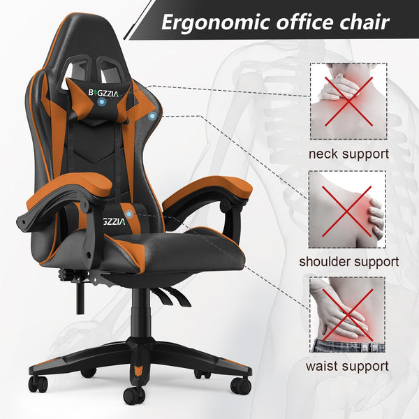 Racingreat Gaming Chair with Led Lights, Video Game Chair, Ergonomic RGB Gaming Chair for Adults, Height Adjustable Reclining Computer Chair with Headrest and Lumbar Support (With RGB, Black)