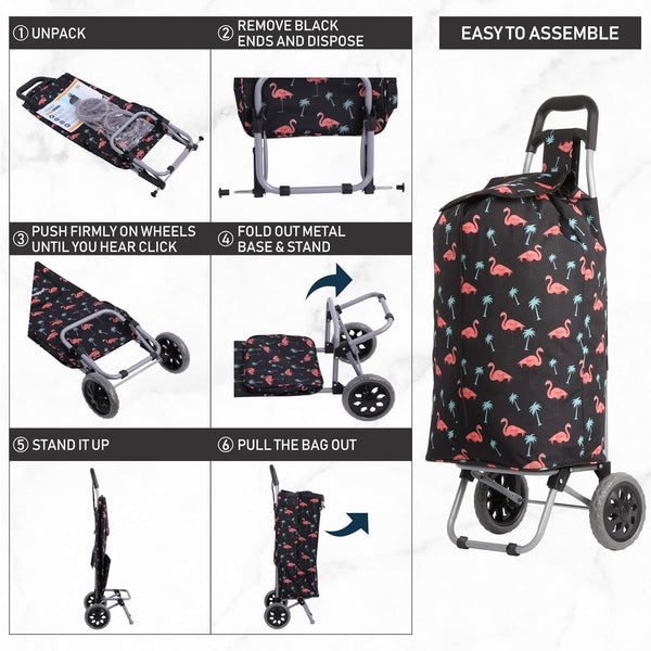 Hoppa 57Ltr Lightweight Shopping Trolley 2025 model, Hard Wearing & Foldaway Push/Pull Cart for Easy Storage With 1 Year Guarantee