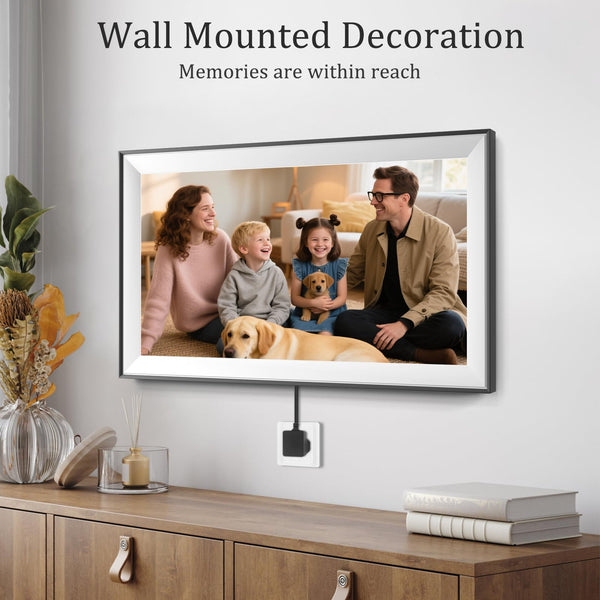 Hesmor 15.6 Inch Digital Photo Frame WiFi Frameo Picture Frame, 1920x1080 FHD IPS Touchscreen, 32GB Auto Rotate, Electronic Photo Frames Share Photos/Videos Anywhere