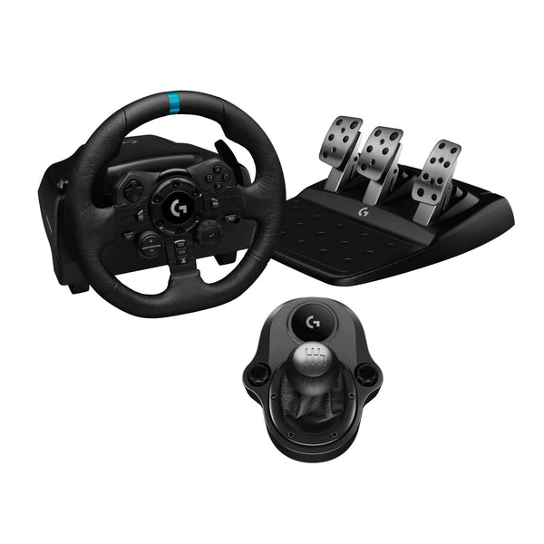 Logitech G G923 Racing Wheel and Pedals, TRUEFORCE up to 1000 Hz Force Feedback, Responsive Driving Design, Dual Clutch Launch Control, Genuine Leather Wheel Cover, for PS5, PS4, PC, Mac - Black