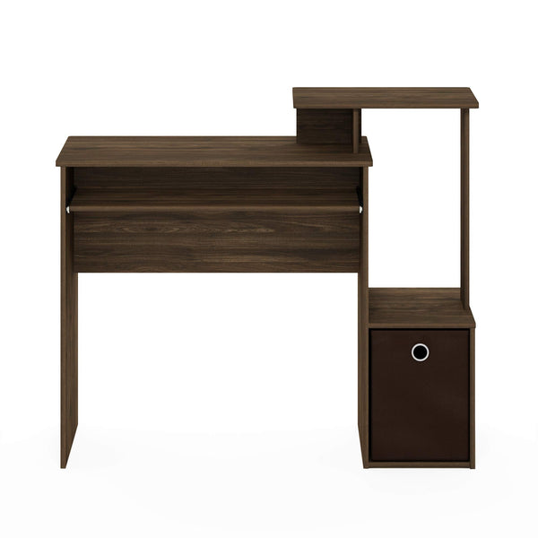 Furinno Econ Multipurpose Home Office Computer Writing Desk, Computer Desk, Study Desk, w/Bin, Columbia Walnut/Dark Brown, 100.1 (W) x 86.6 (H) x 39.9