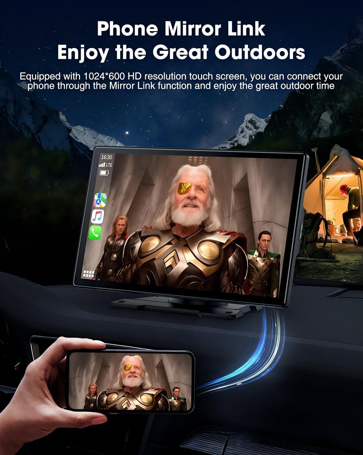 LAMTTO 9 Inch Wireless Car Stereo with Apple Carplay and Android Auto,Backup Camera,Portable Touch Screen Car Play GPS Navigation for Car,Car Audio Receivers with Mirror Link,Bluetooth,FM, Siri