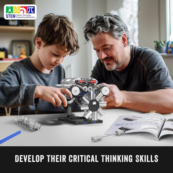 Mould King 10088 V8 Engine Building Kit - Build Your Own V8 Engine Toy, 8-Cylinder Petrol Car Engine Replica Model Building Kit for Kids/Teens 10+ Years (535 Pcs)