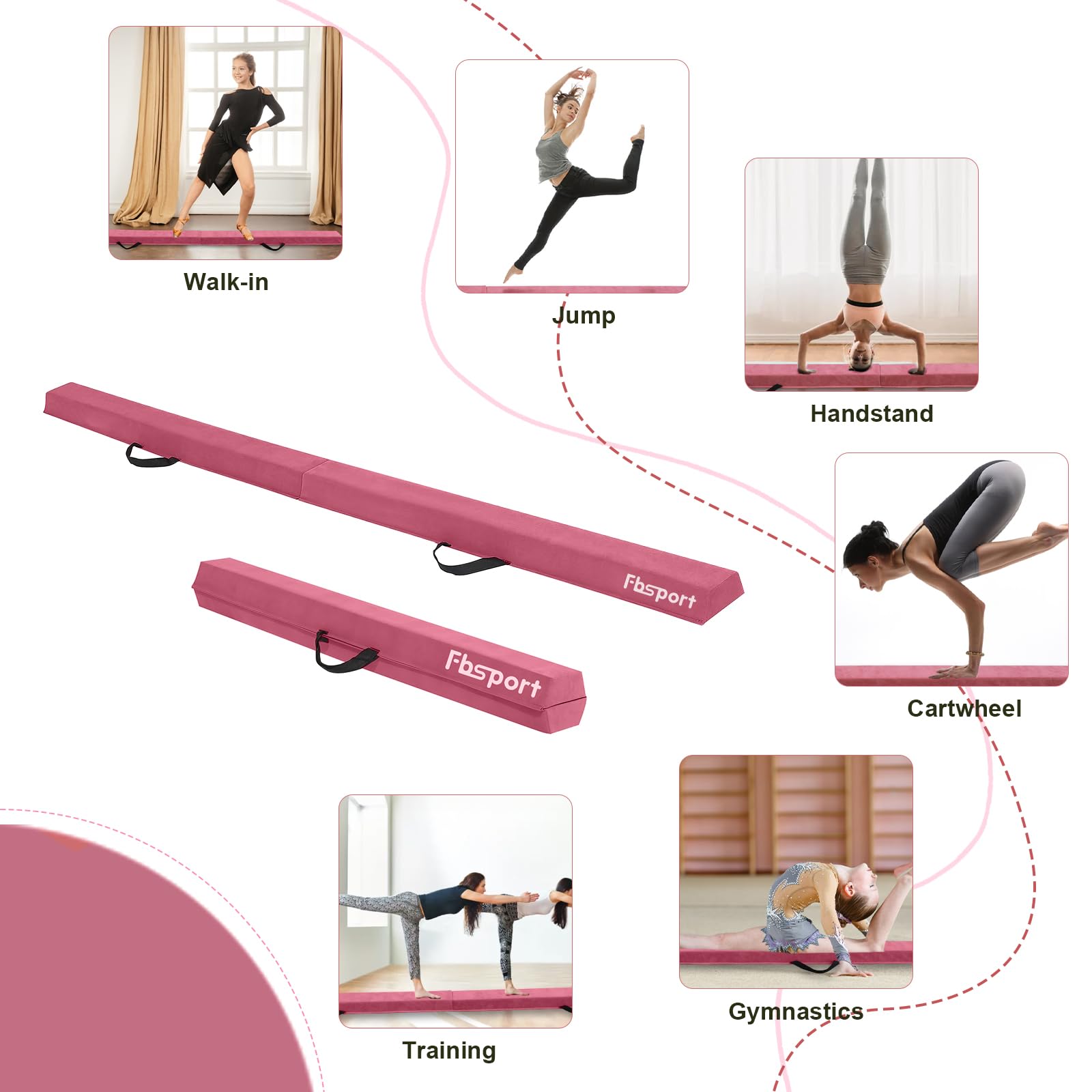 FBSPORT 240 CM Gymnastics Balance Beam for Kids - Folding Training Beam