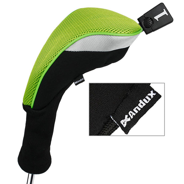 Andux 4pcs/Set Golf Wood Club Head Covers 460cc Driver with Long Neck Green