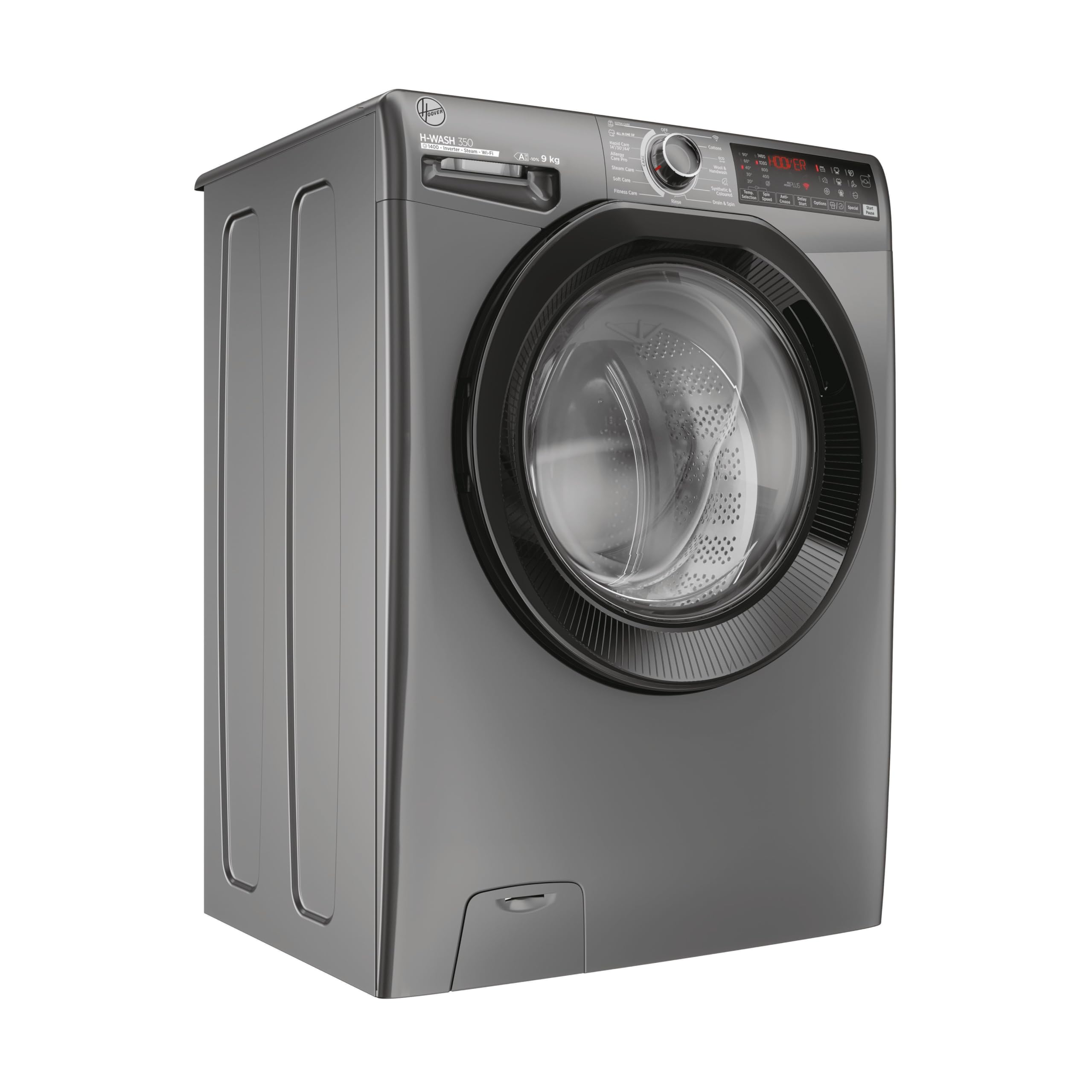 Hoover H-WASH 350 9kg Freestanding Washing Machine, 1400 RPM, A Rated, ECO-Power Inverter Motor, hOn App, 60 Programmes, Eco Doser, Power Care System, Graphite, 60x54x85 cm - H3WPS496TAMBR680
