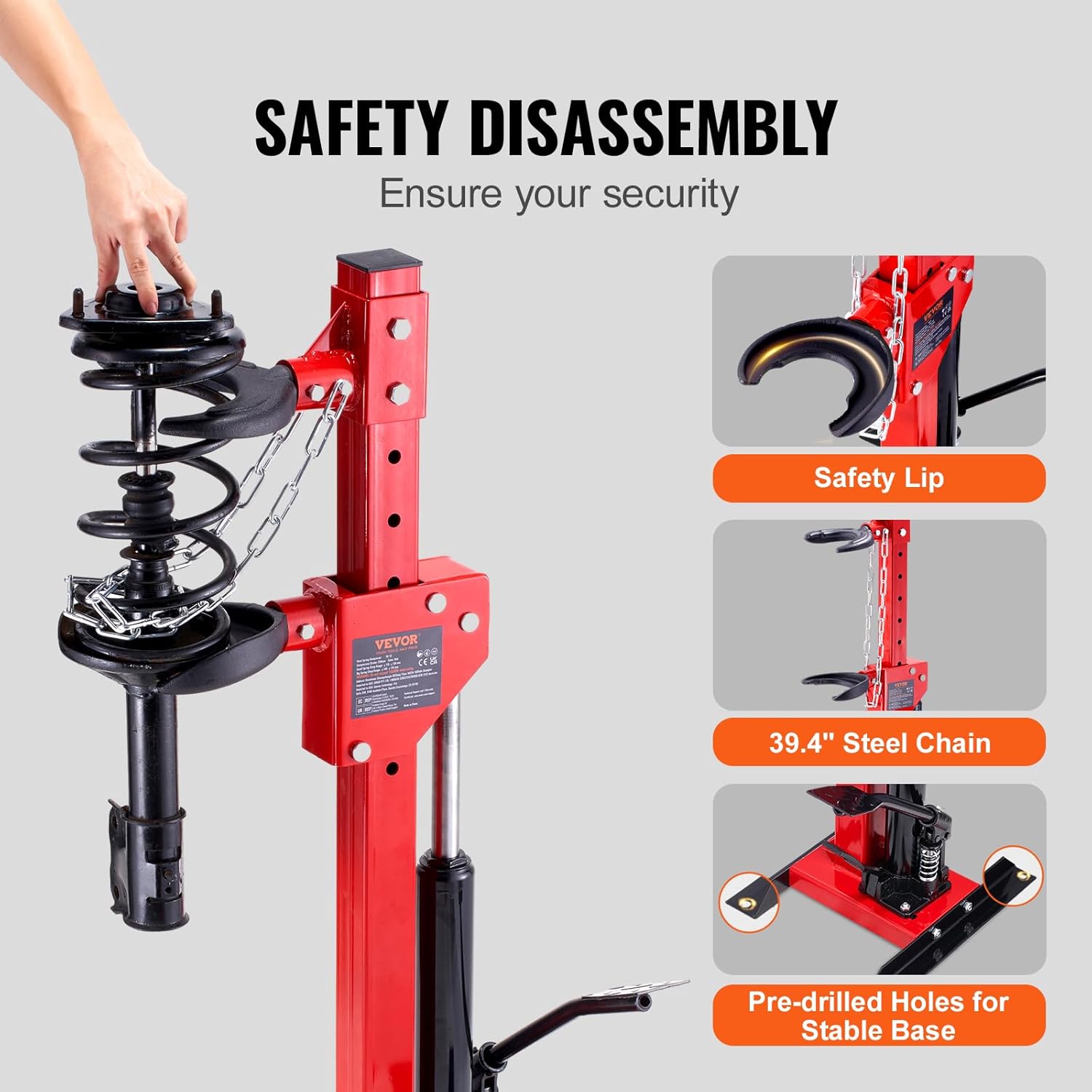 VEVOR Strut Spring Compressor, 4.5 Ton/9920 LBS Hydraulic Jack Capacity, 1 Ton Rated Compression Force, Auto Strut Coil Spring Compressor Tool, Hydraulic Spring Compressor for Strut Spring Removing