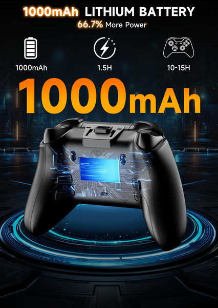 AOC Wireless Gaming Controller for PC/Switch/iOS/Android/PS4, Interactive Screen, Hall Effect Stick & Dual-Mode Trigger, RGB Lighting, Customizable Buttons, Bluetooth/2.4G/Wired (White)