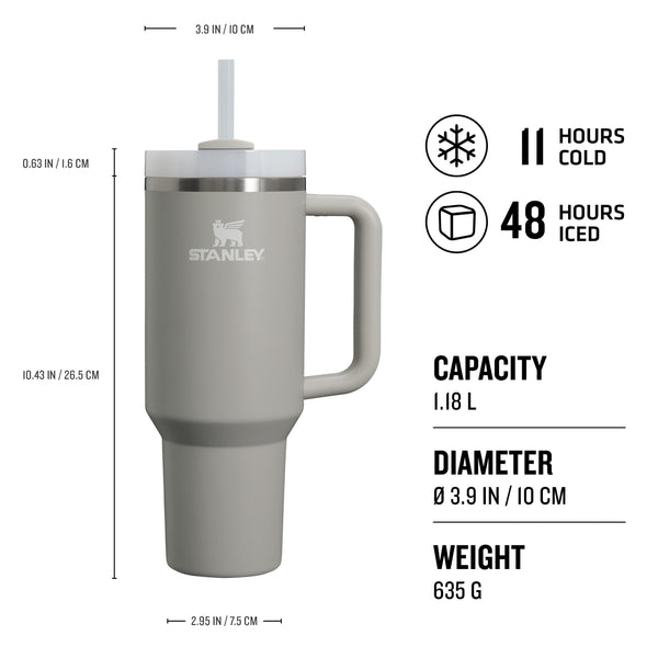 STANLEY Quencher H2.0 Flowstate Tumbler 1.2L - Cold for 11 Hours - Iced for 48 Hours - Metal Water Bottle with Straw, Handle and Lid - Dishwasher Safe - Travel Mug for Cold Drinks