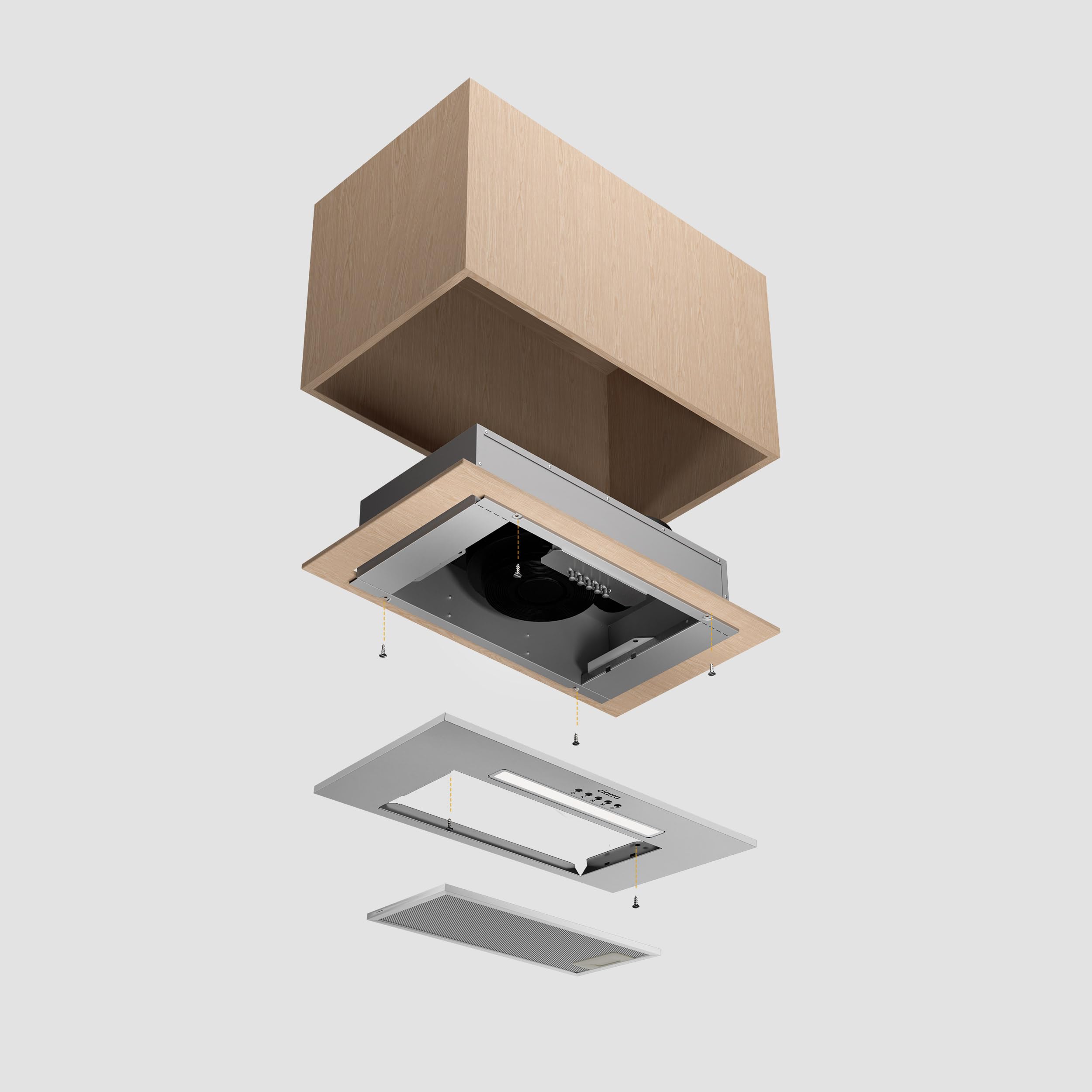 CIARRA Integrated Cooker Hood 52cm CBCS5913A Stainless Steel Built in Extractor Hood LED Light 3 Speeds Undercabinet Extractor Fan