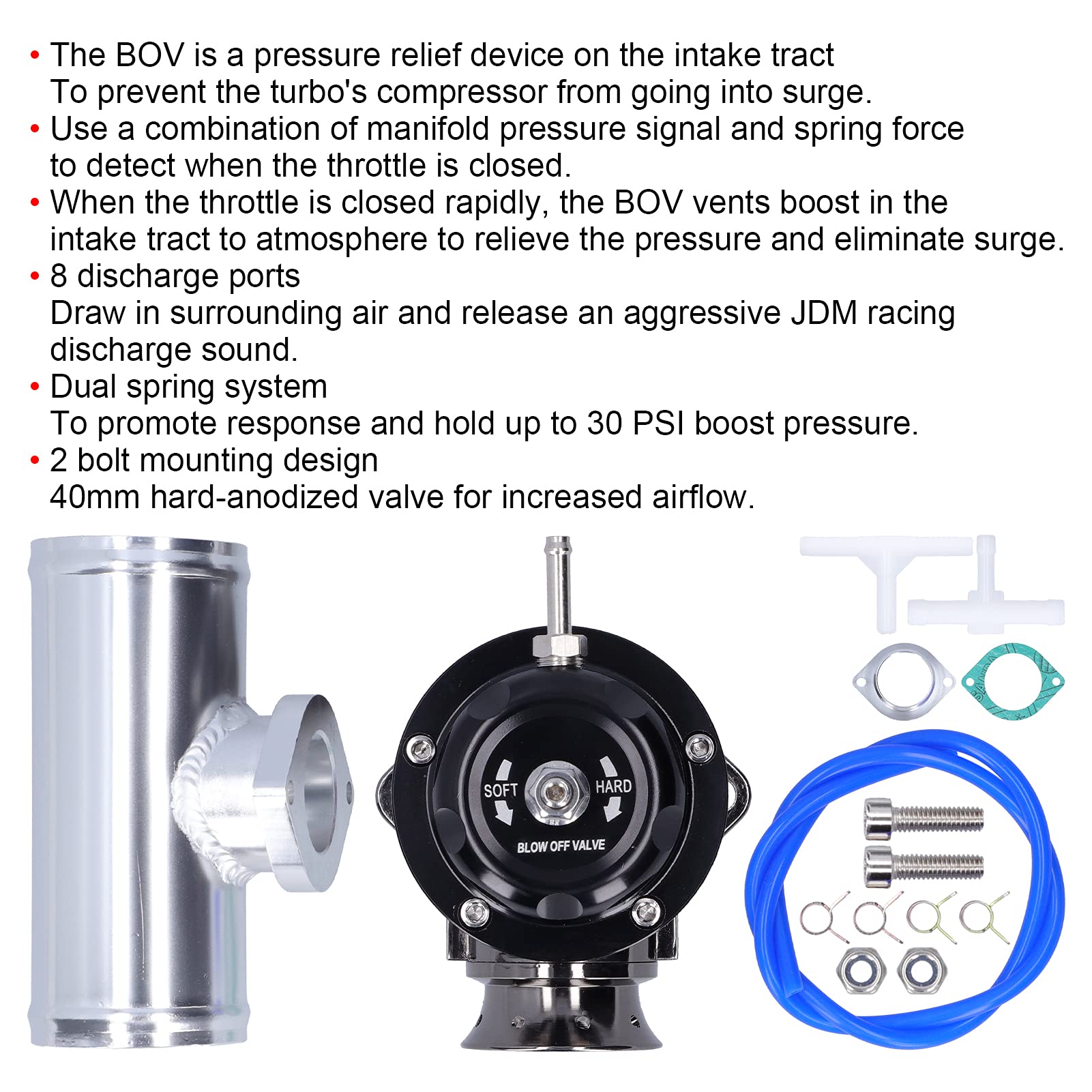 Turbo Blow Off Valve kit, Akozon Universal SDD‑BOVGRSBL FPG250 Aluminium Billet Turbo Blow Off Valve with 2.5in Flange Pipe Type‑RS(Purple)