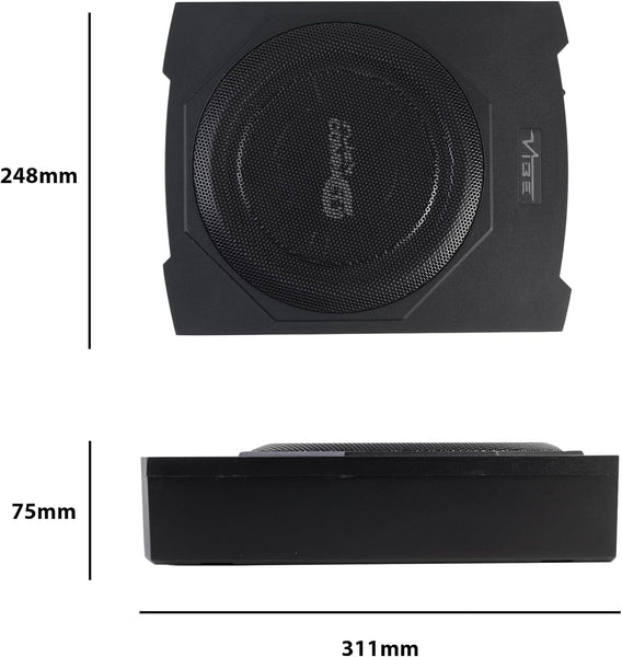 VIBE Slick C10A 10inch Car Underseat Compact Slim Active Amplified Subwoofer Sub Bass Box Enclosure