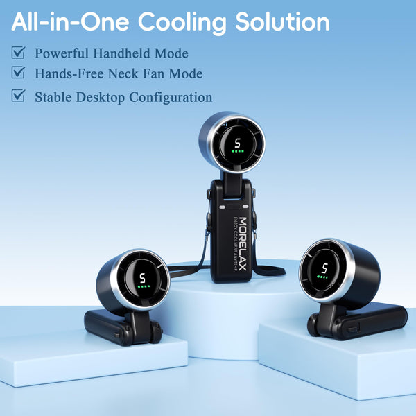 Morelax Personal Handheld Fan,High-Speed Turbo Fans,5-Speed with LED Display,Powerful Motor,4000mAh,USB Rechargeable Portable Cooling Fan for Outdoor Activities,Travel,Working,White