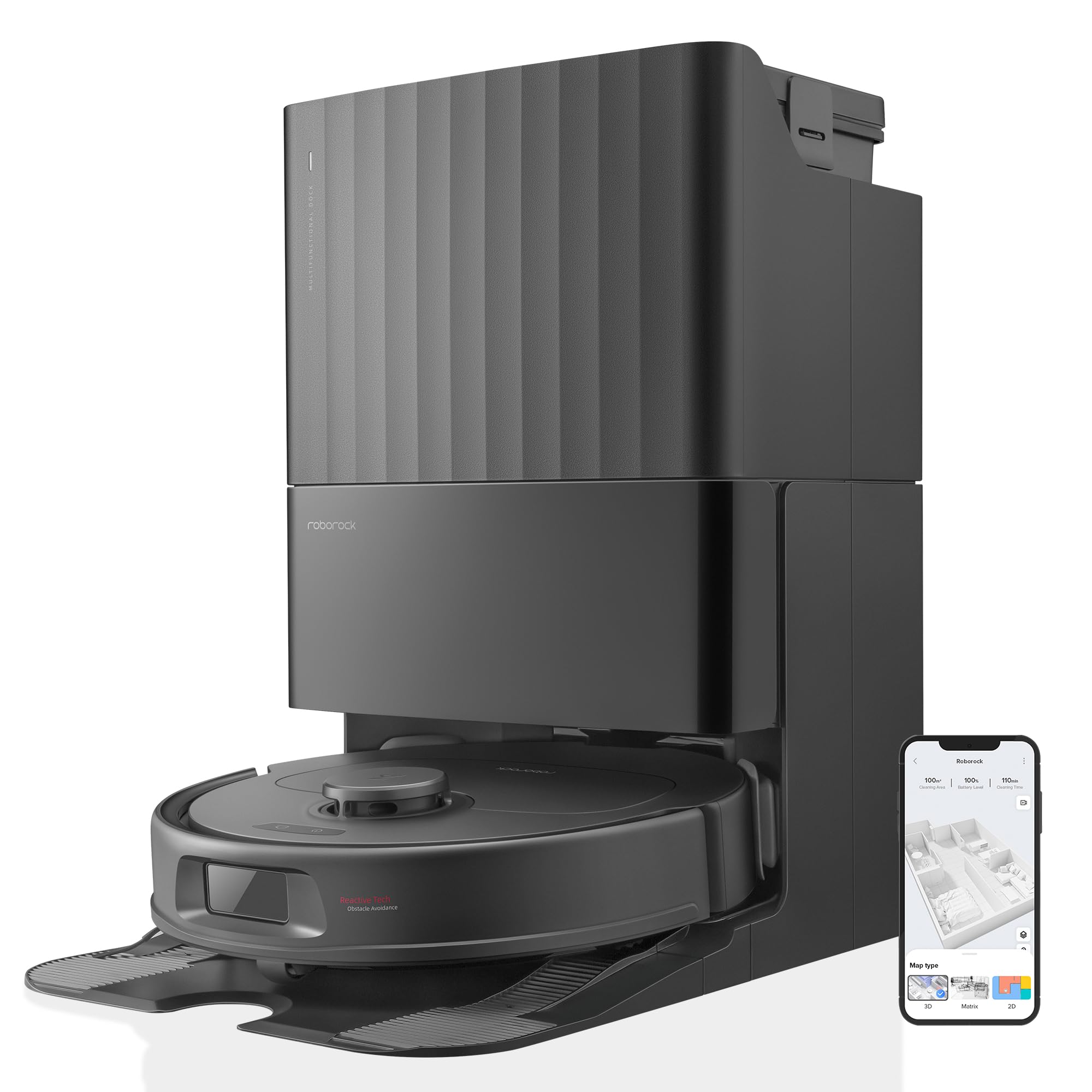 roborock Qrevo S Robot Vacuum Cleaner, 7000Pa Suction, LiDAR & Reactive Tech Obstacle Avoidance, Multifunctional Dock, Auto Mop Washing&Drying, Self-Emptying&Refilling, 10mm Mop Lifting (White)