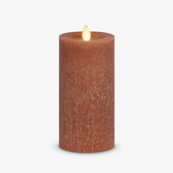 Luminara Adobe Seaglass Flameless Candle Moving Flame LED Pillar, Unscented, Real Wax with Recessed Edge, Battery Operated (3" x 6.5")