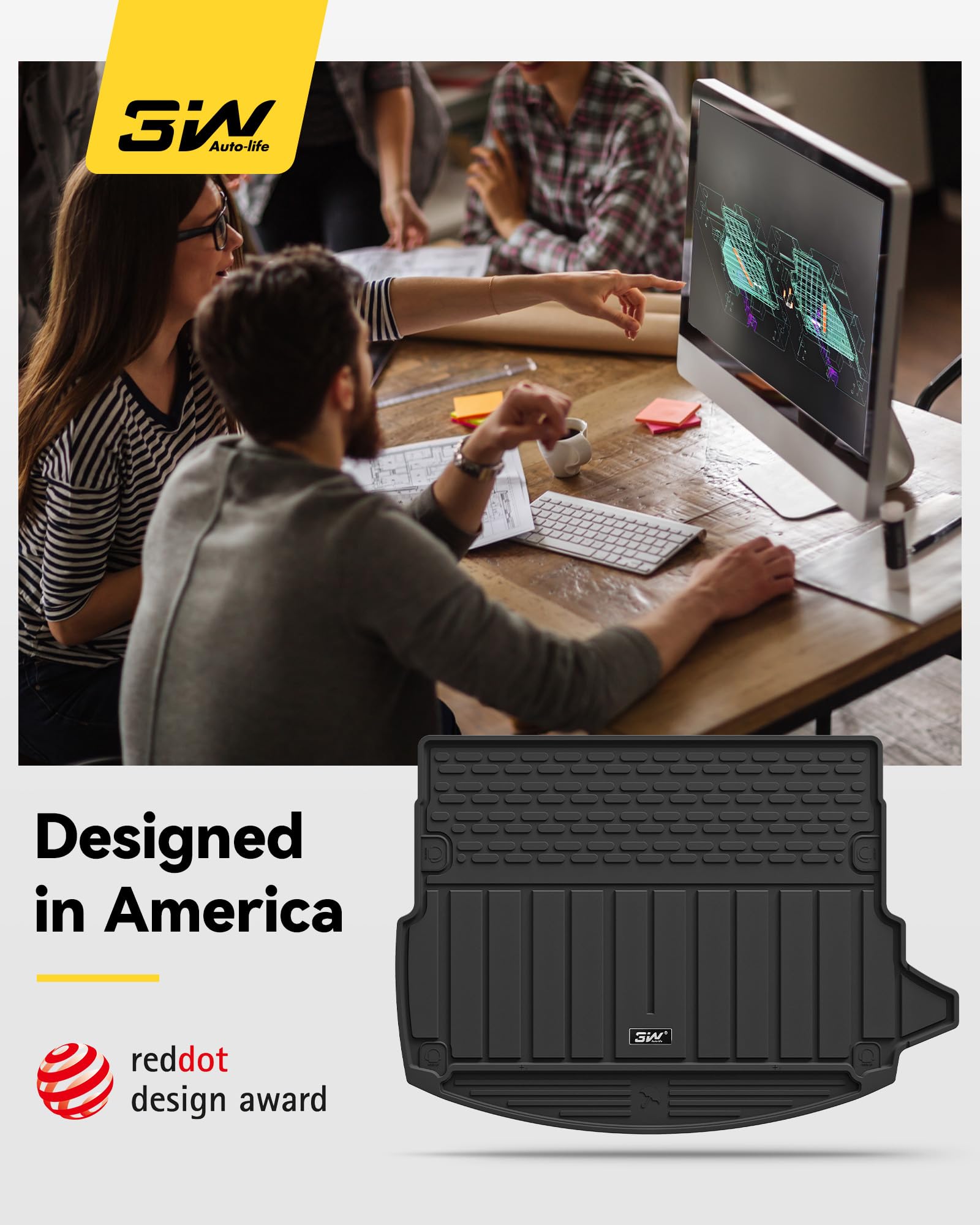 3W Boot Liner Fit for Land Rover Discovery Sport L550 2022 2023 2024 2025, Odorless Thorex™ Dog Friendly Premium Trunk Protection Mats, All Weather Waterproof Anti Slip Easy to Clean Car Accessory