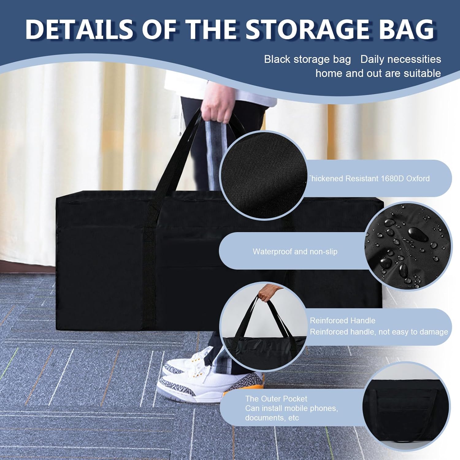 3 Pack 110L Travel Duffle Bag, Extra Large Heavy Duty 1680D Oxford Fabric Holdall Bag, Foldable Long Sports Duffle Luggage Bags Durable & Water Resistant