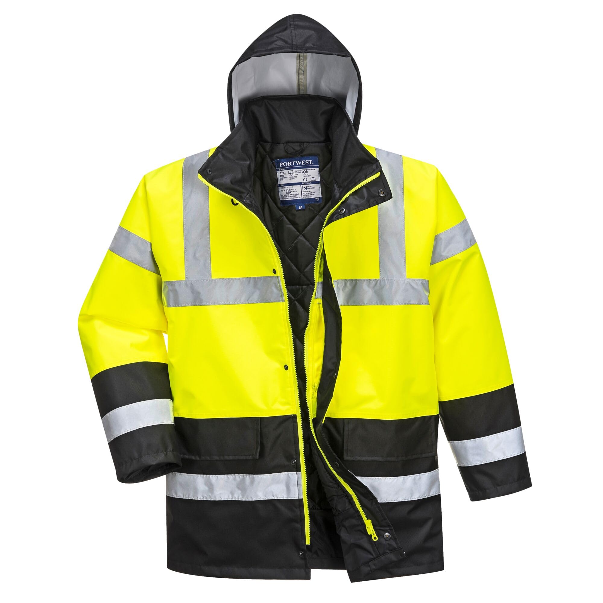 Portwest S466 Men's Waterproof Hi Vis Traffic Jacket - Reflective Safety Coat