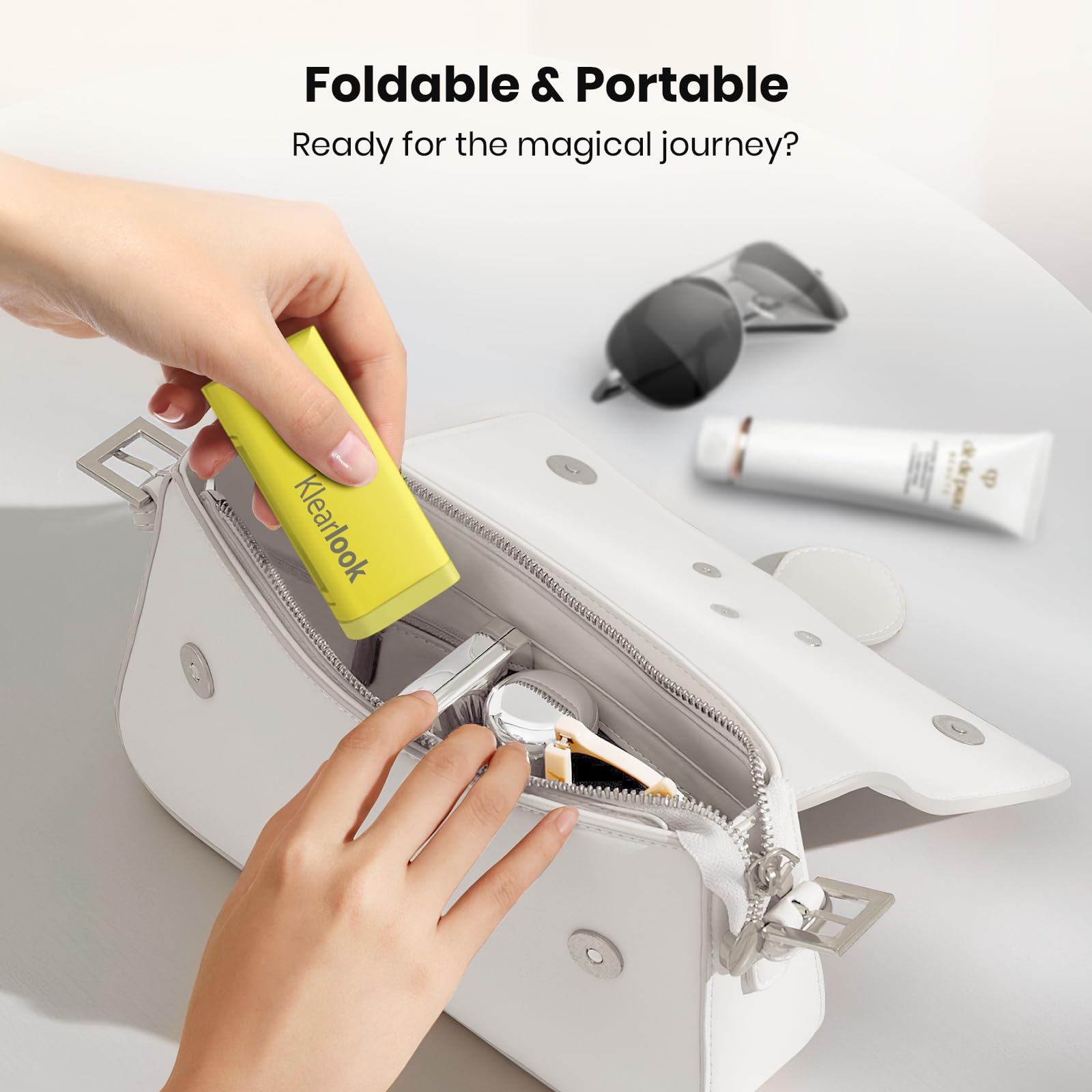 Airplane Phone Holder - Klearlook 4 in 1 Adjustable Phone Stand for Travel,360 Rotation Handsfree Viewing Flight Phone Holder,Foldable Travel Essential,Accessory for Flying/Traveling/Home/Office-Black