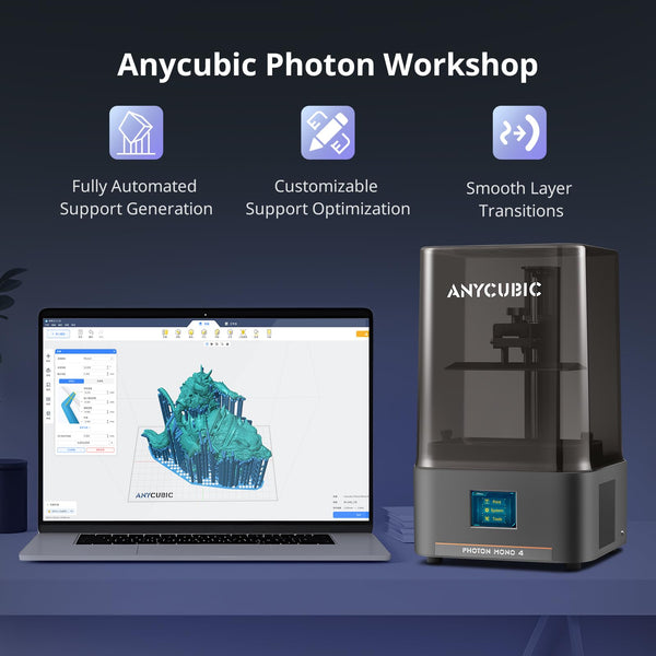 ANYCUBIC Photon Mono 4 Resin 3D Printer, 7'' 10K Mono LCD Screen with Stable LighTurbo Light Source, 70mm/h Fast Printing, Print Volume 6.04'' x 3.42'' x 6.49''