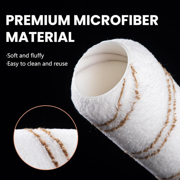 Mister Rui 10 pcs Paint Roller Set, 9" Microfiber Paint Rollers Kit, 9" Microfiber Paint Roller Set with Frame, Paint Rollers and Trays Set, Paint Brush for Walls & Ceilings