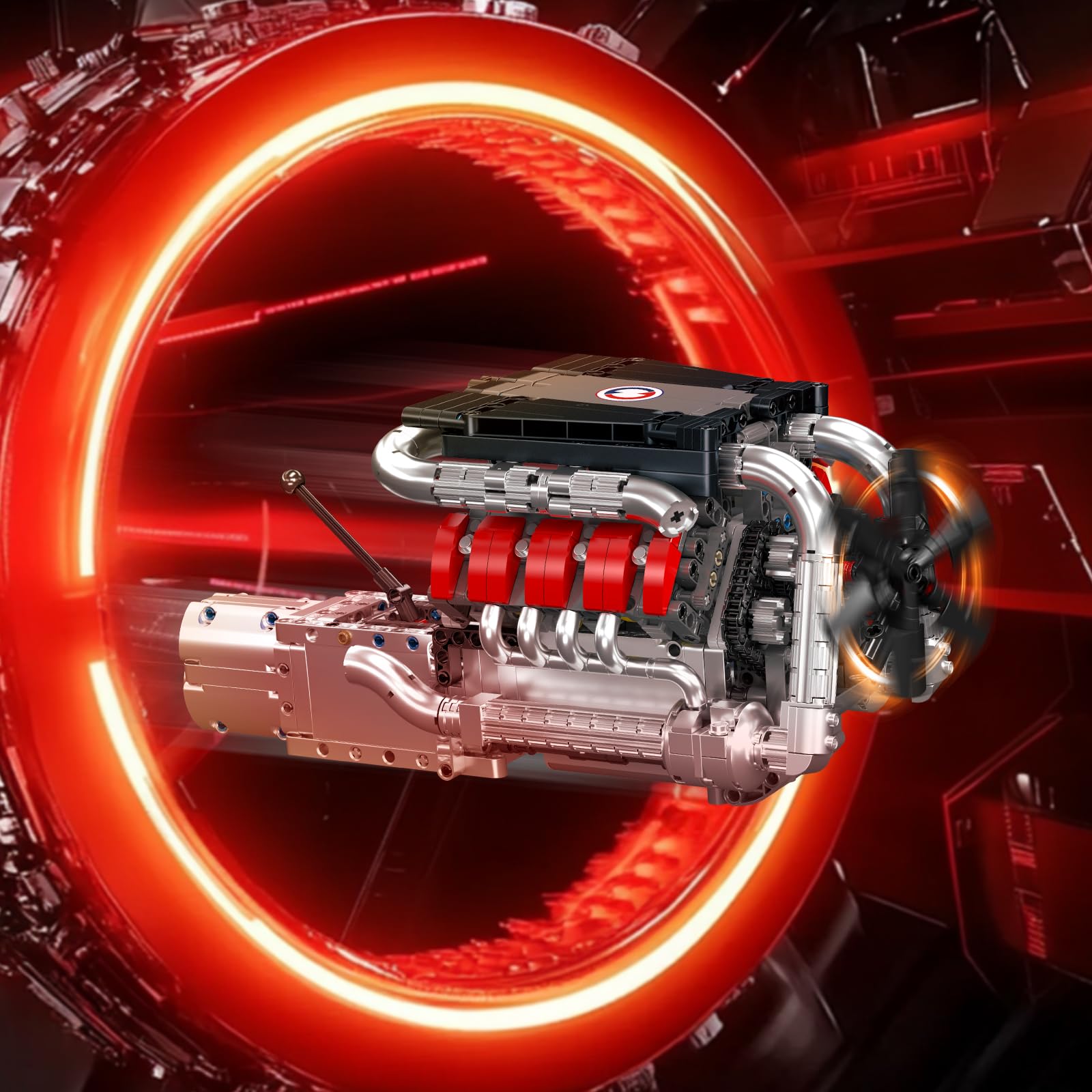 Mould King 10193 Engine Building Blocks Toy Kit, Boxer Engine Clamping Blocks Construction Kit Model, Toy Gift Collectibles for Adults Boys Girls(609 Pieces)