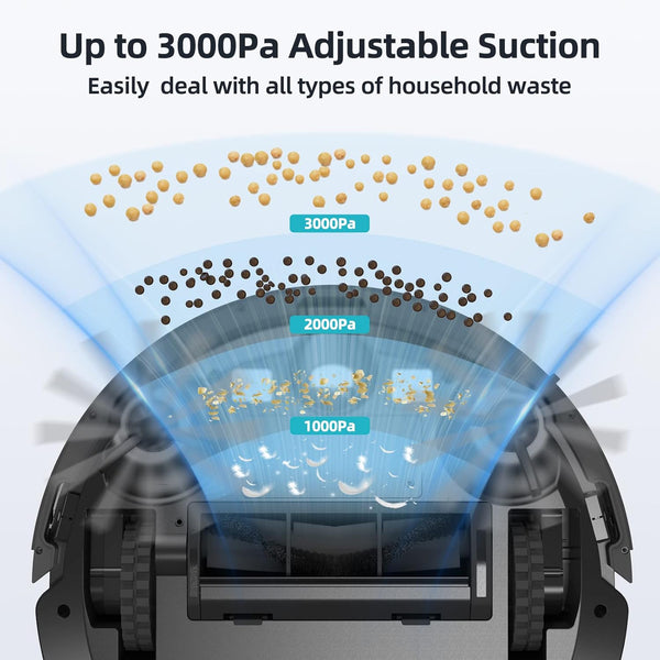 HONITURE Robot Vacuum Cleaner with Mop, G20 Robotic Vacuums with Mapping, 3000Pa Strong Suction, Carpet Booster, Wi-Fi/APP/Alexa/Remote, Ideal for Pet Hair, Hard Floor and Carpet, 7.6cm Thin