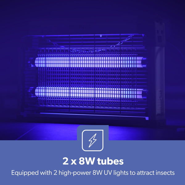 Geepas Electric Fly Killer & Bug Zapper | Powerful UV Light Indoor Insect Trap for Flies, Mosquitoes, Wasps | 50M² Coverage | Odourless & Low Noise | Plug-in Eco-Friendly Pest Control 20W