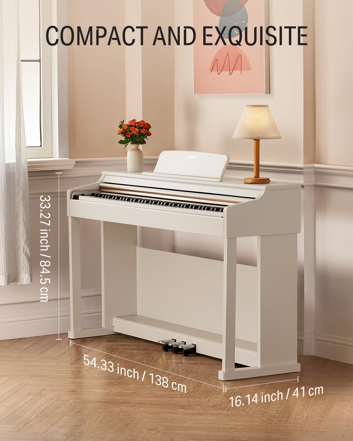 Donner Digital Piano 88 Key Weighted DDP-100 88-Key Weighted Action Digital Piano, Beginner keyboard piano Bundle with Furniture Stand, Power Adapter, White